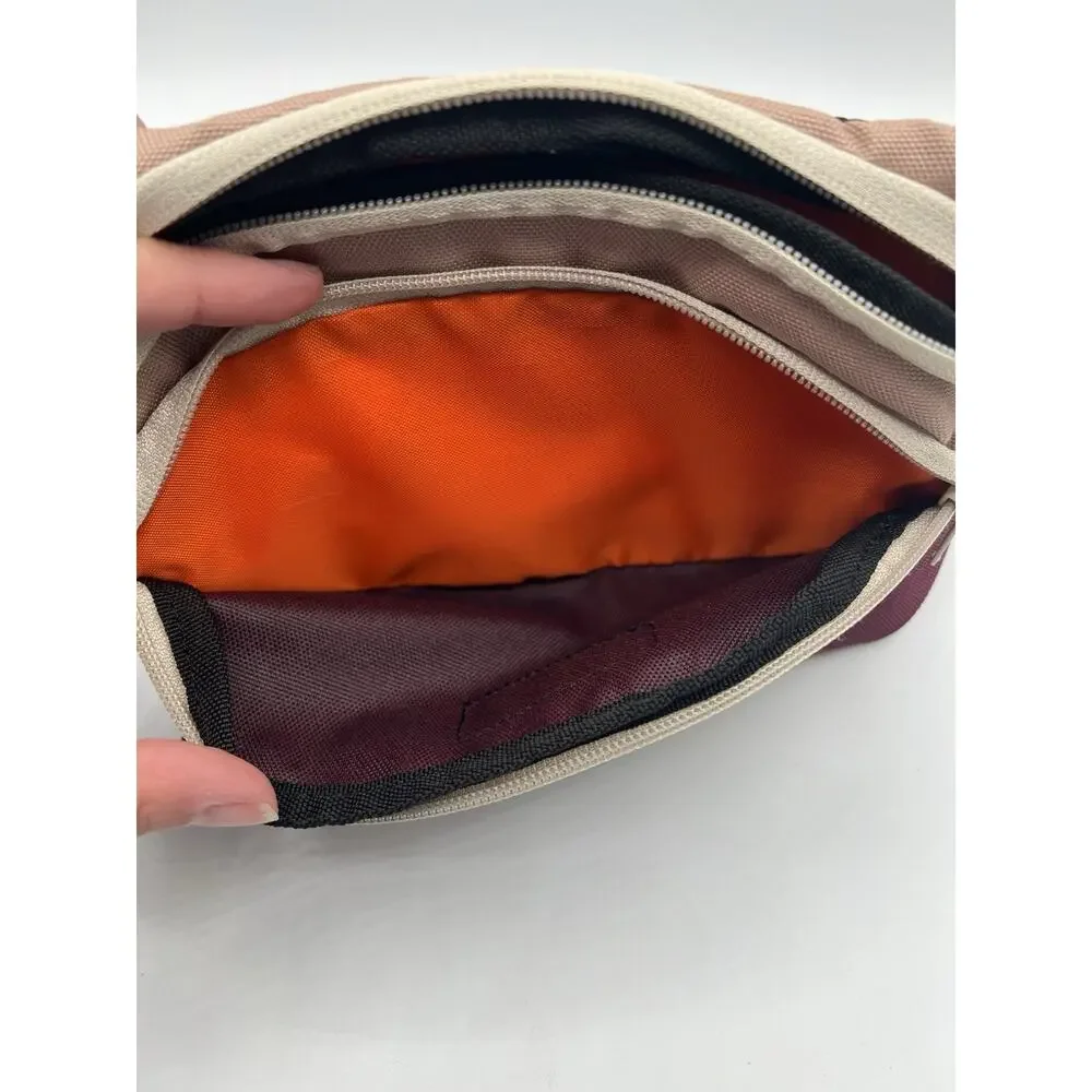 Kavu Fanny Pack Hip Bag Waist Pack Purple Maroon Beige Adjustable Strap Y2K